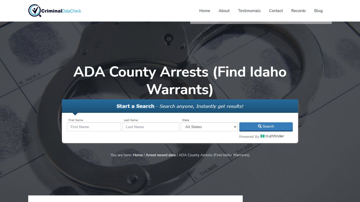 ADA County Arrests (Find Idaho Warrants) - Criminal Data Check